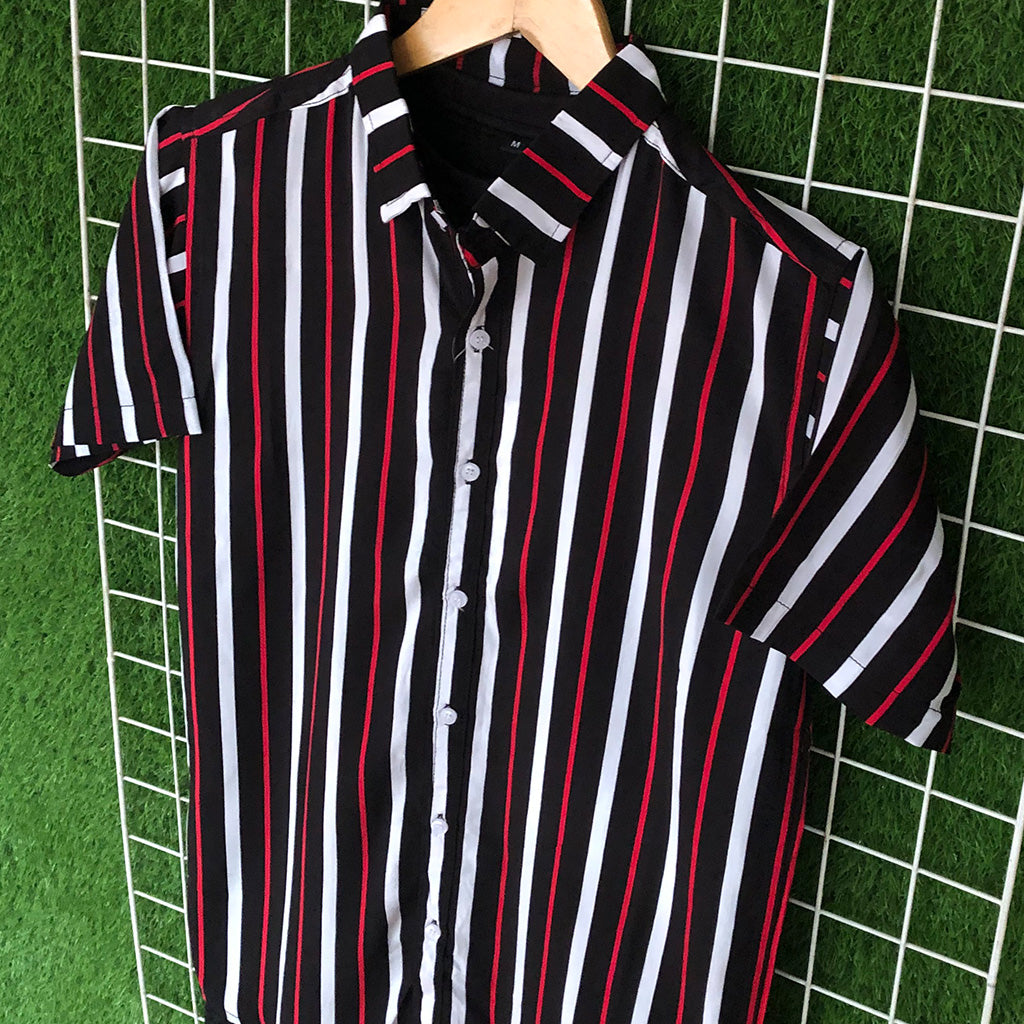 Black & Red Contrast Striped Shirt - MS030