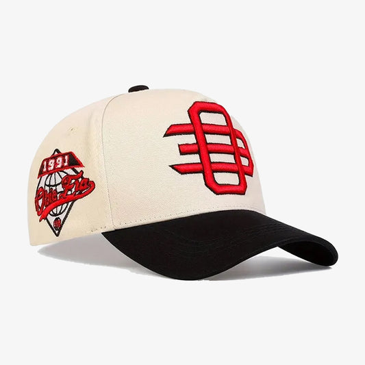 Beige & Black 03 RED Embroidered Baseball Cap - CP057