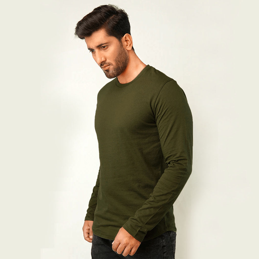 Full Sleeves Basic Olive T-Shirt