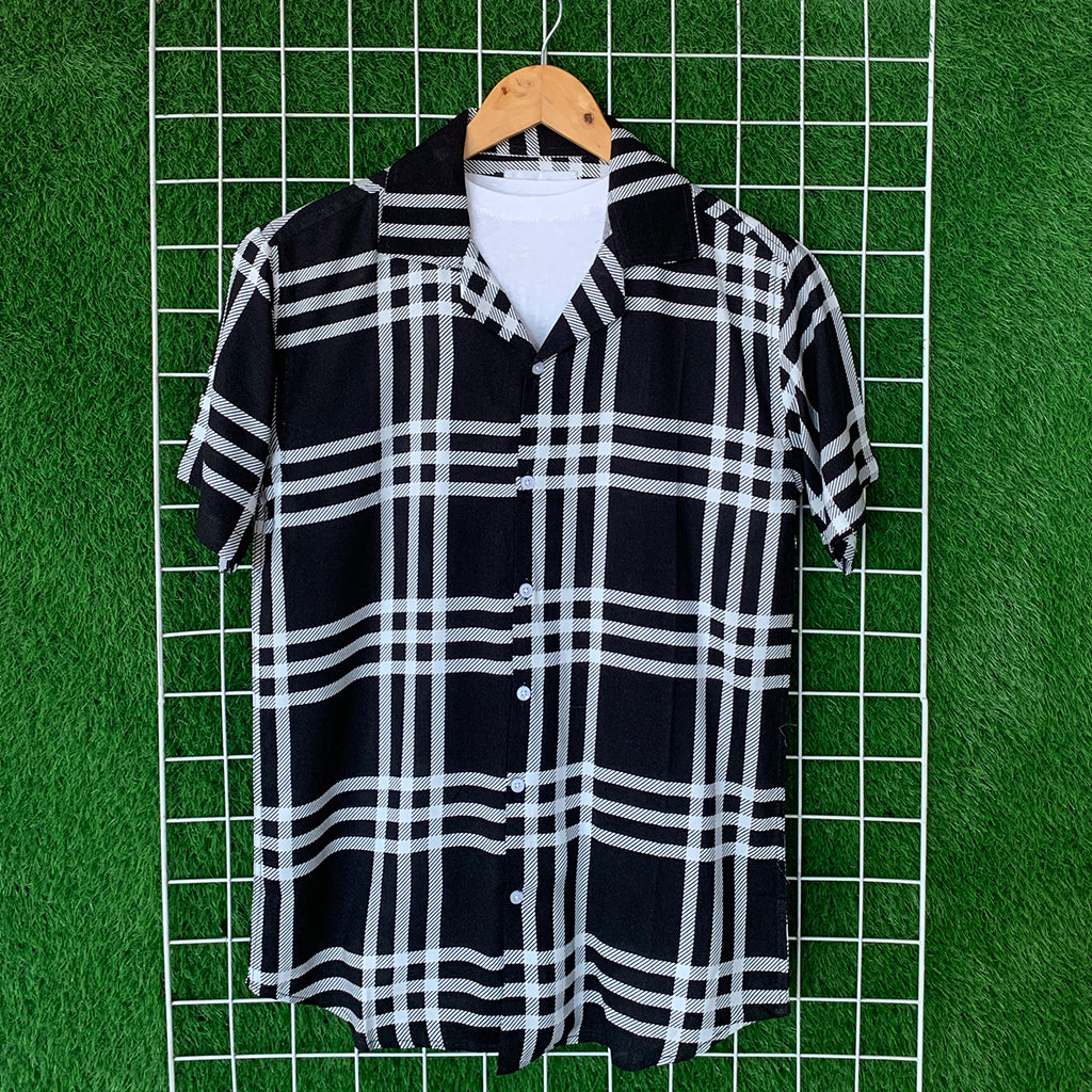Black & White Check Printed Shirt - MS037