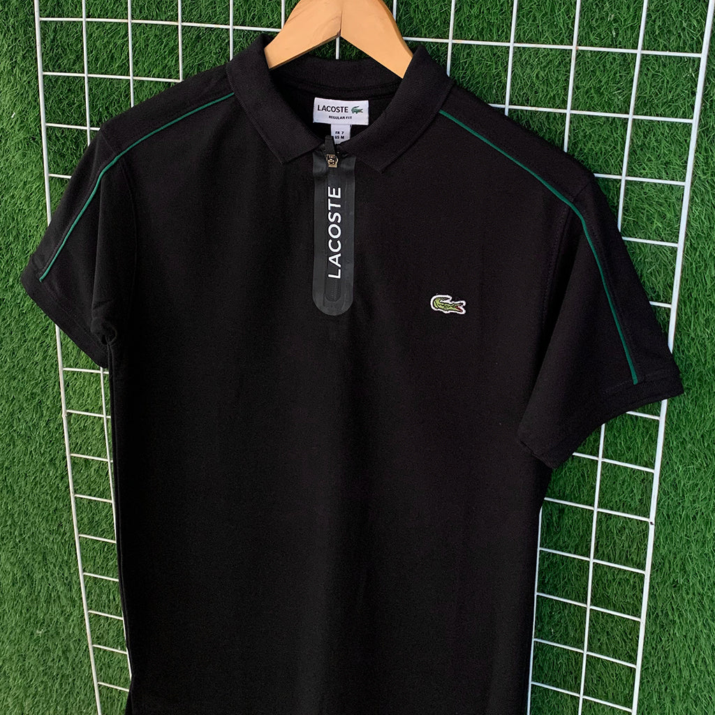 Premium Zipper Black Polo Shirt