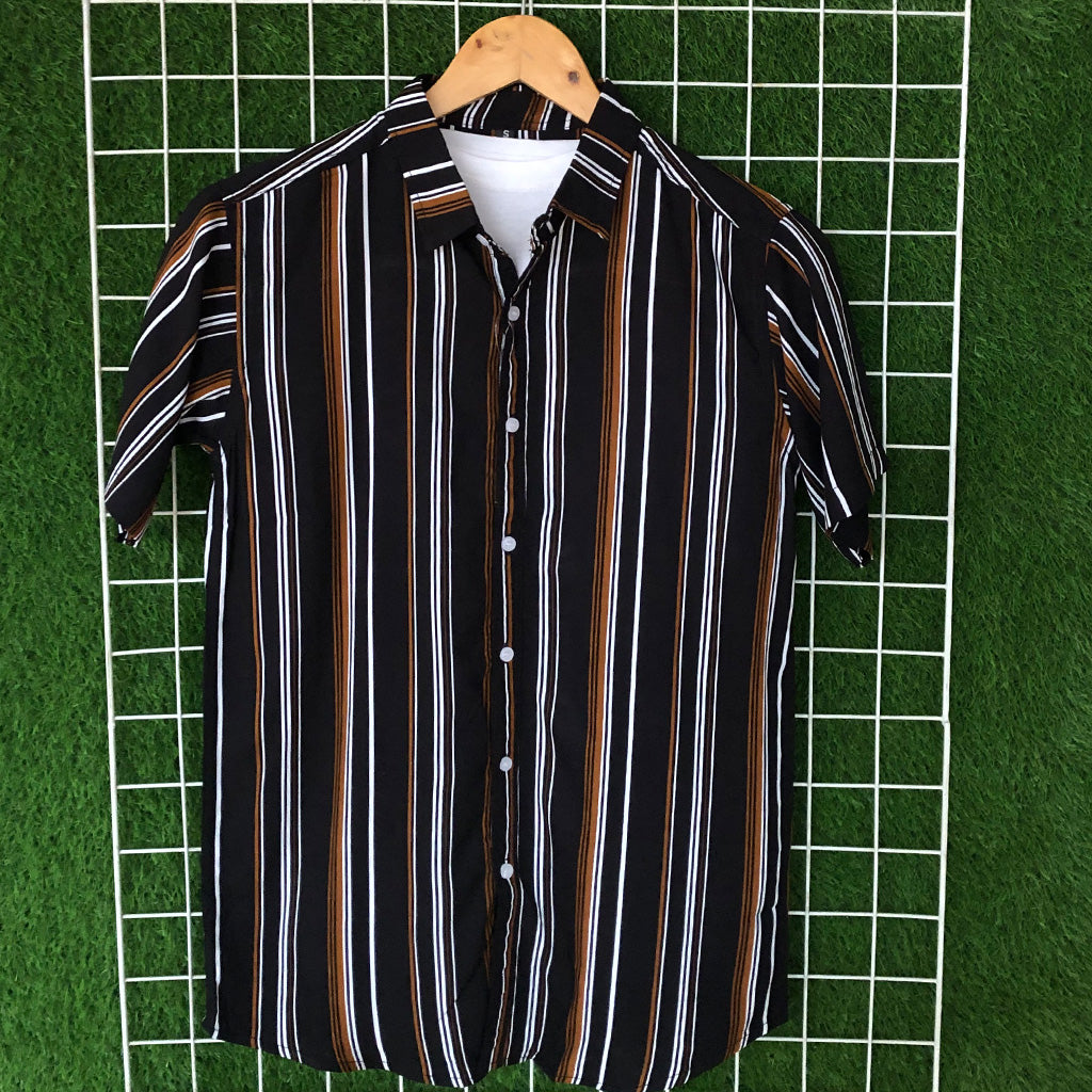 Black & Brown Contrast Striped Shirt - MS029