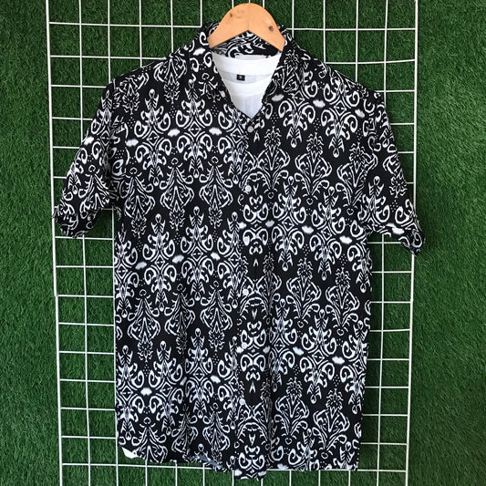 Abstract Pattern Black & White Printed Shirt - MS043