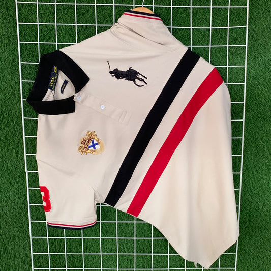Premium Beige Contrast Polo Embroidered Polo Shirt