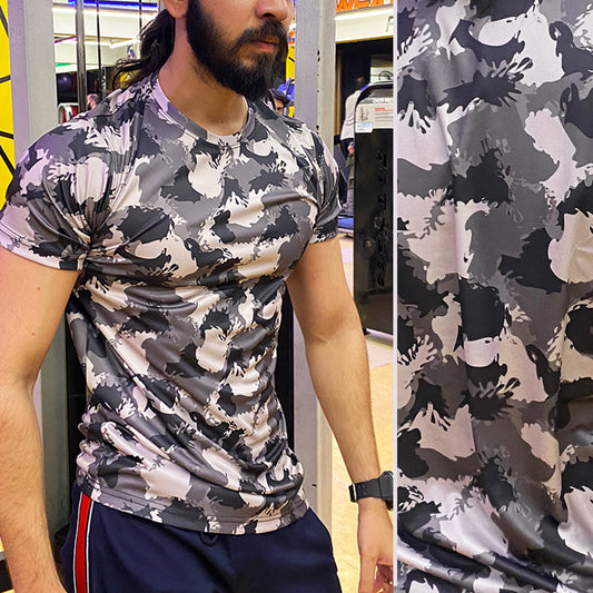 Dusty Camouflage Printed Dry Fit T-Shirt