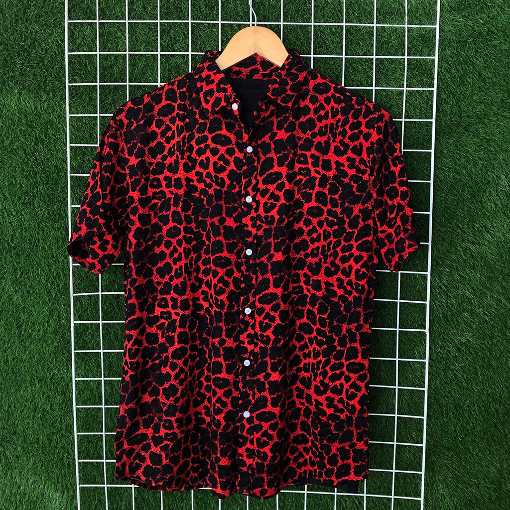 Red & Black Cheetah Printed Shirt - MS018