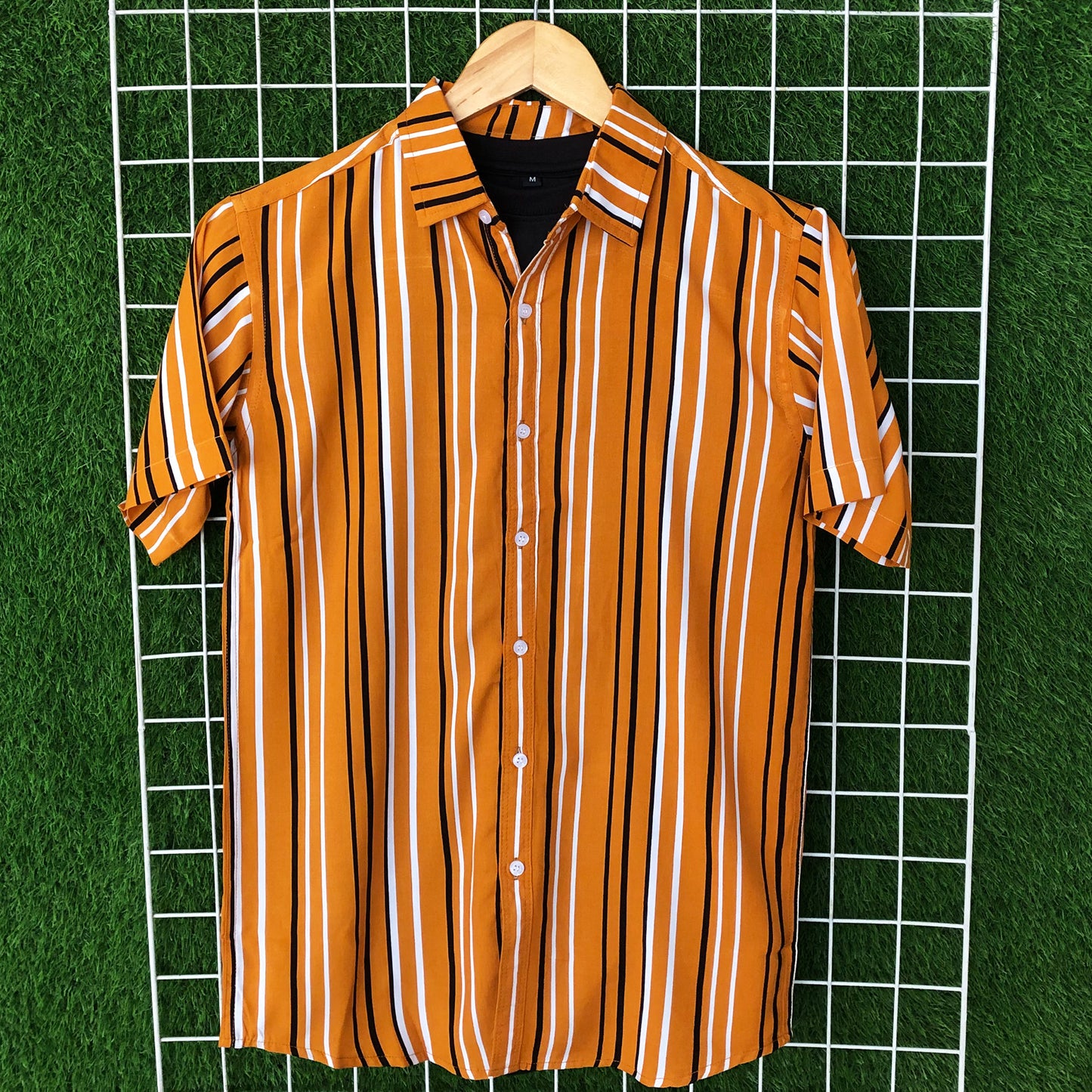 Tri-Color Mustard Striped Shirt - MS023