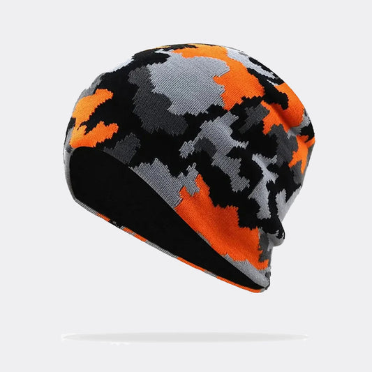 Orange Camouflage Knit Beanie - CP088