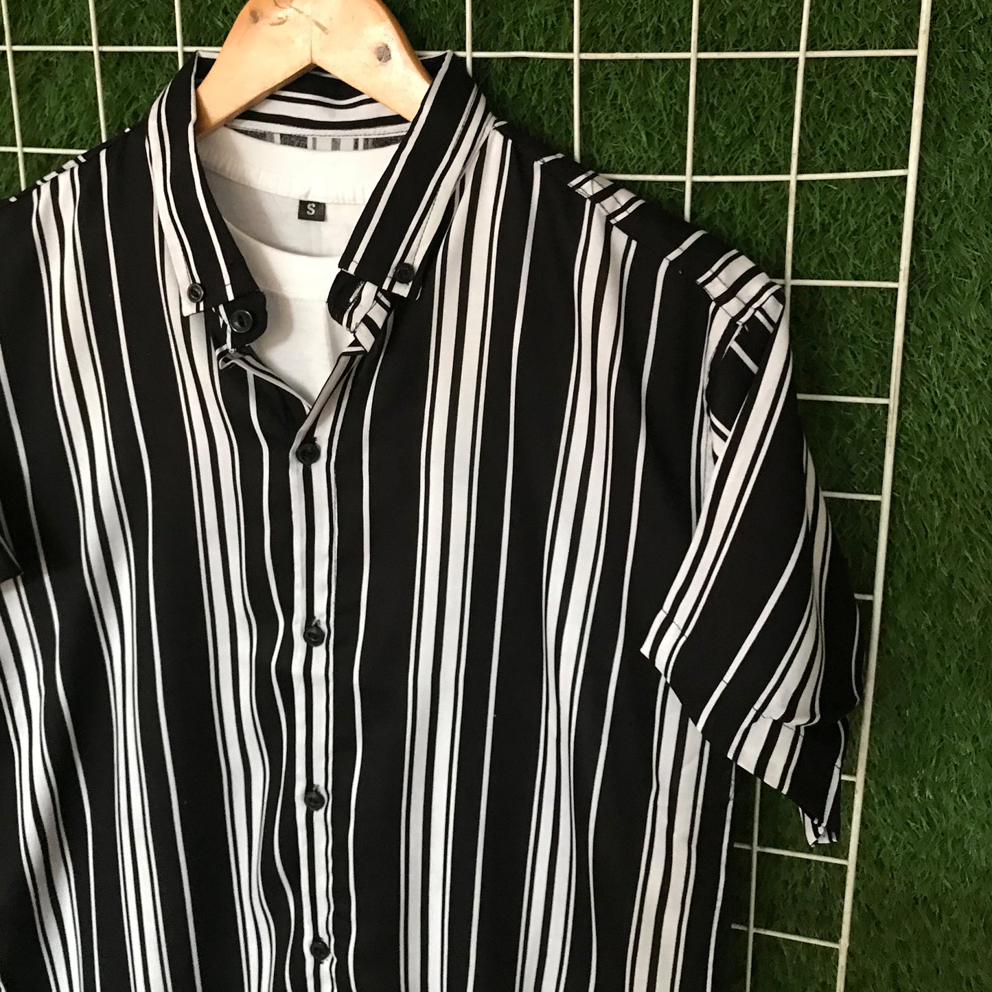 Bold Black & White Striped Shirt - MS047