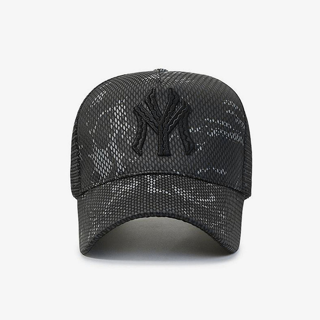 Black & Grey Camo NY Embroidered Mesh Cap - CP061