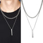 Minimal Bar Sliver Double Chain Pendant