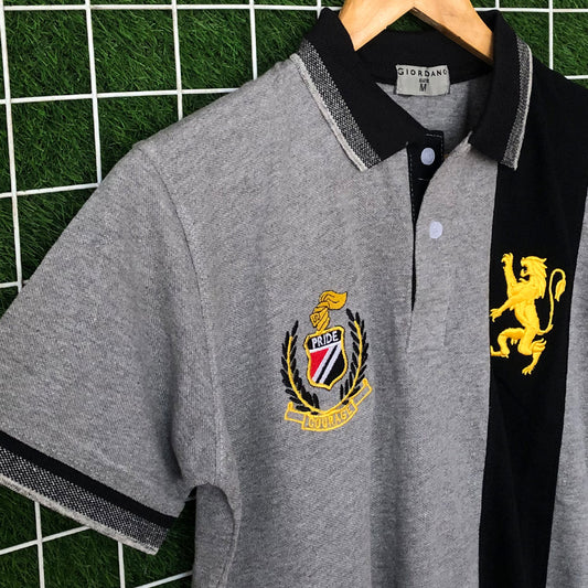 Pride Embroidered Heather Grey Polo Shirt