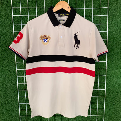 Premium Beige Contrast Polo Embroidered Polo Shirt