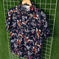 Blue & Orange Floral Printed Shirt - MS049