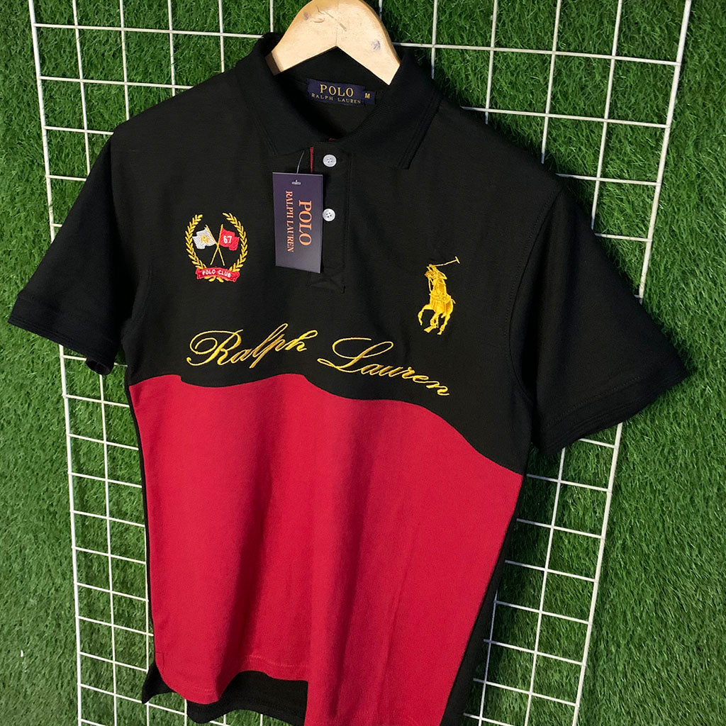 Black & Red Ralph Lauren Embroidered Polo Shirt