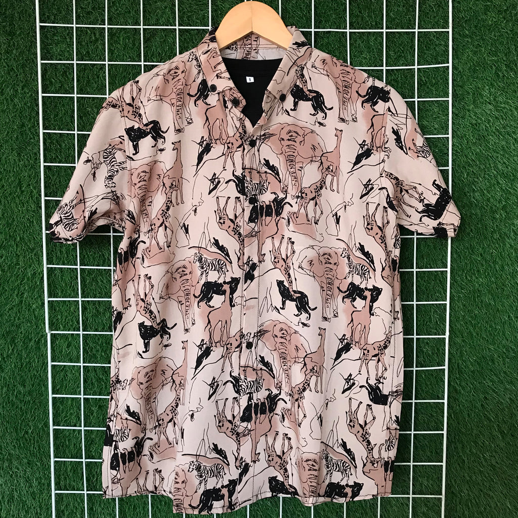 African Beast Brown Printed Shirt - MS042