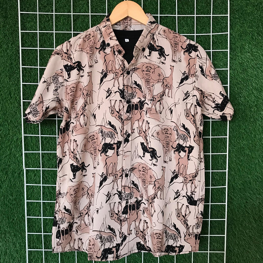 African Beast Brown Printed Shirt - MS042