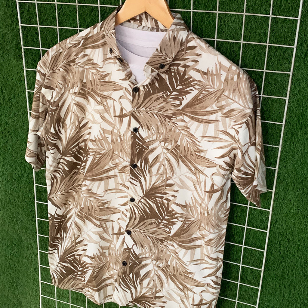 Brown Leaf Printed Shirt - MS073