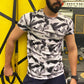 Black & White Abstract Printed Dry Fit T-Shirt