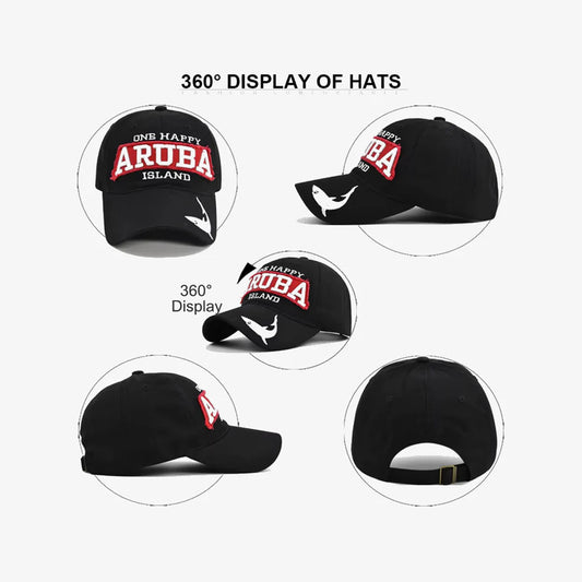 Black Aruba Island Embroidered Baseball Cap - CP083