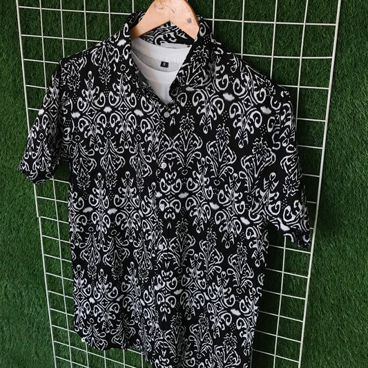 Abstract Pattern Black & White Printed Shirt - MS043