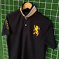 Contrast Collar Giordano Embroidered Black Polo Shirt