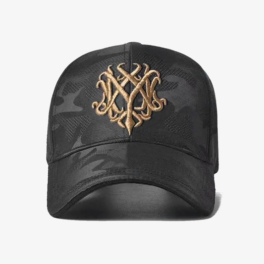 Versatile Golden Embroidered Black Camo Cap - CP056