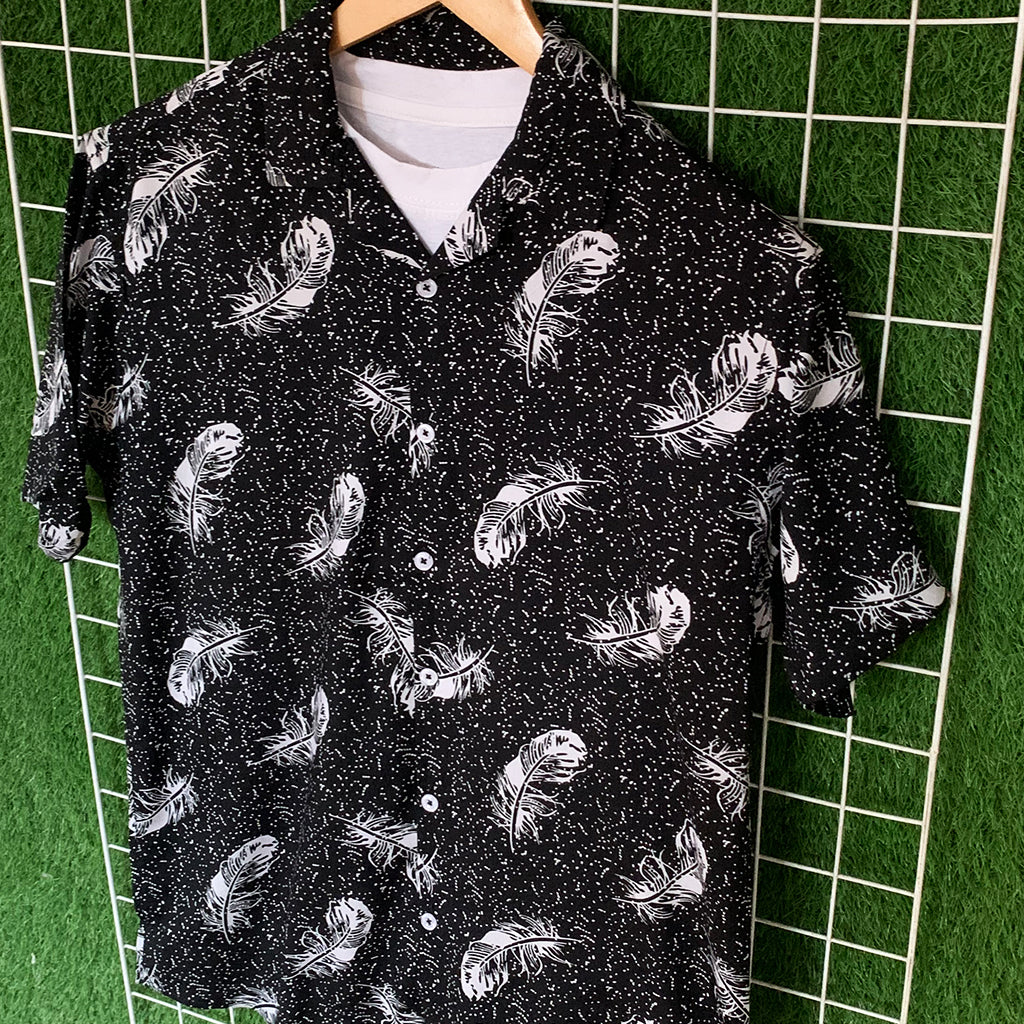 Black & White Wings Printed Shirt - MS055