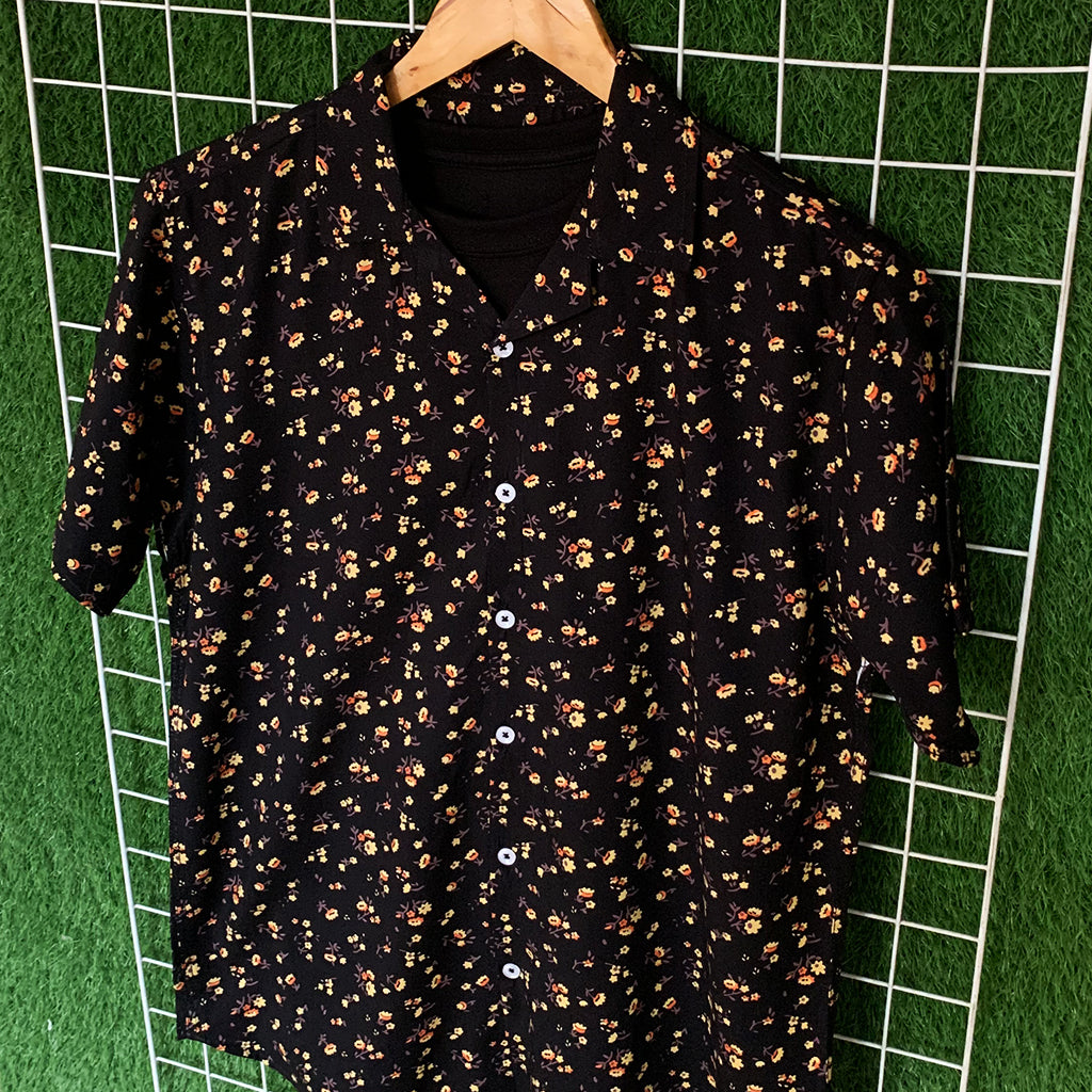 Multi-Color Floral Black Printed Shirt - MS060