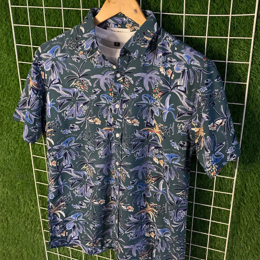Sea Green Floral Printed Shirt - MS052
