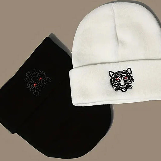 Tiger Embroidered Soft Knit Beanie - CP116