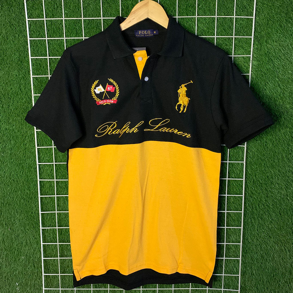 Black & Yellow Ralph Lauren Embroidered Polo Shirt