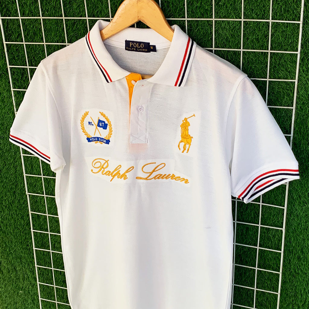 White Ralph Lauren Embroidered Polo Shirt