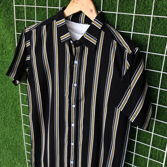 Tri-Color Black Striped Shirt - MS027