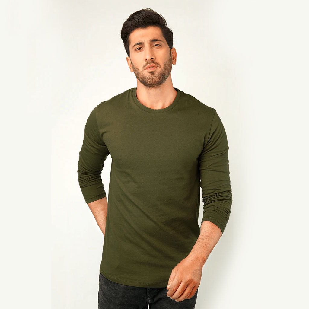 Full Sleeves Basic Olive T-Shirt