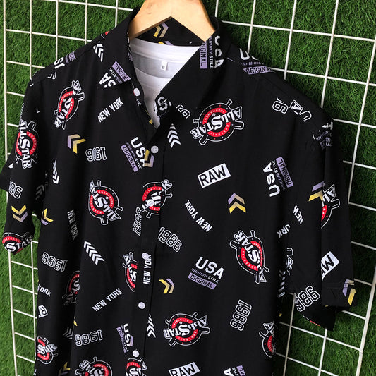 All Star Printed Black Shirt - MS005