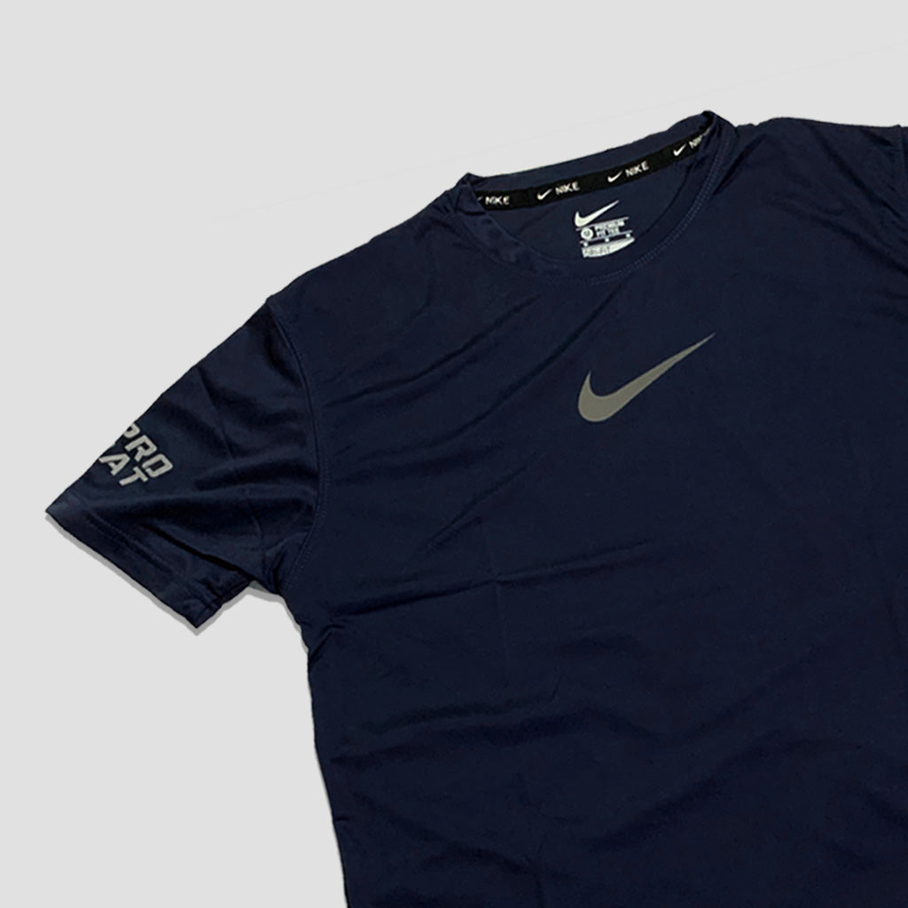 Dry Fit Tee With Reflector Logo - NAVY