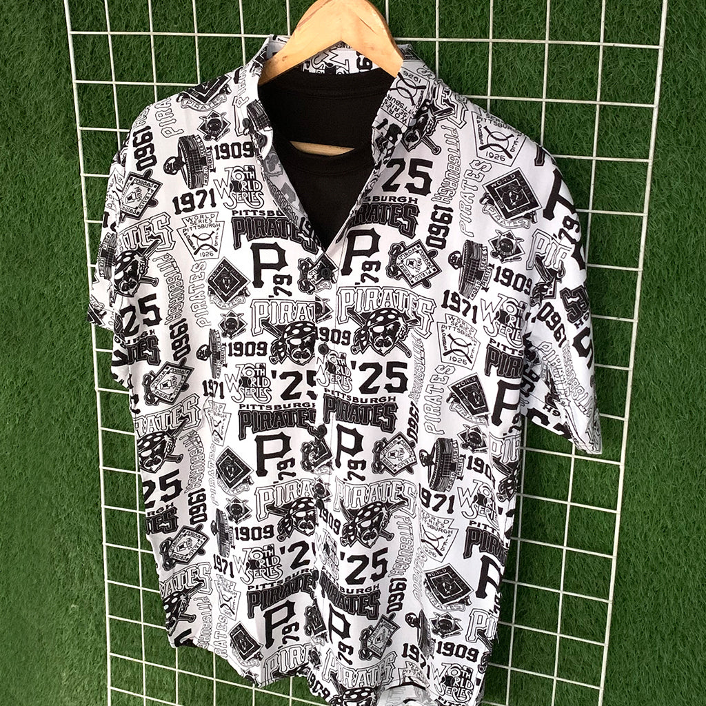 Black & White Pirates Printed Shirt - MS075