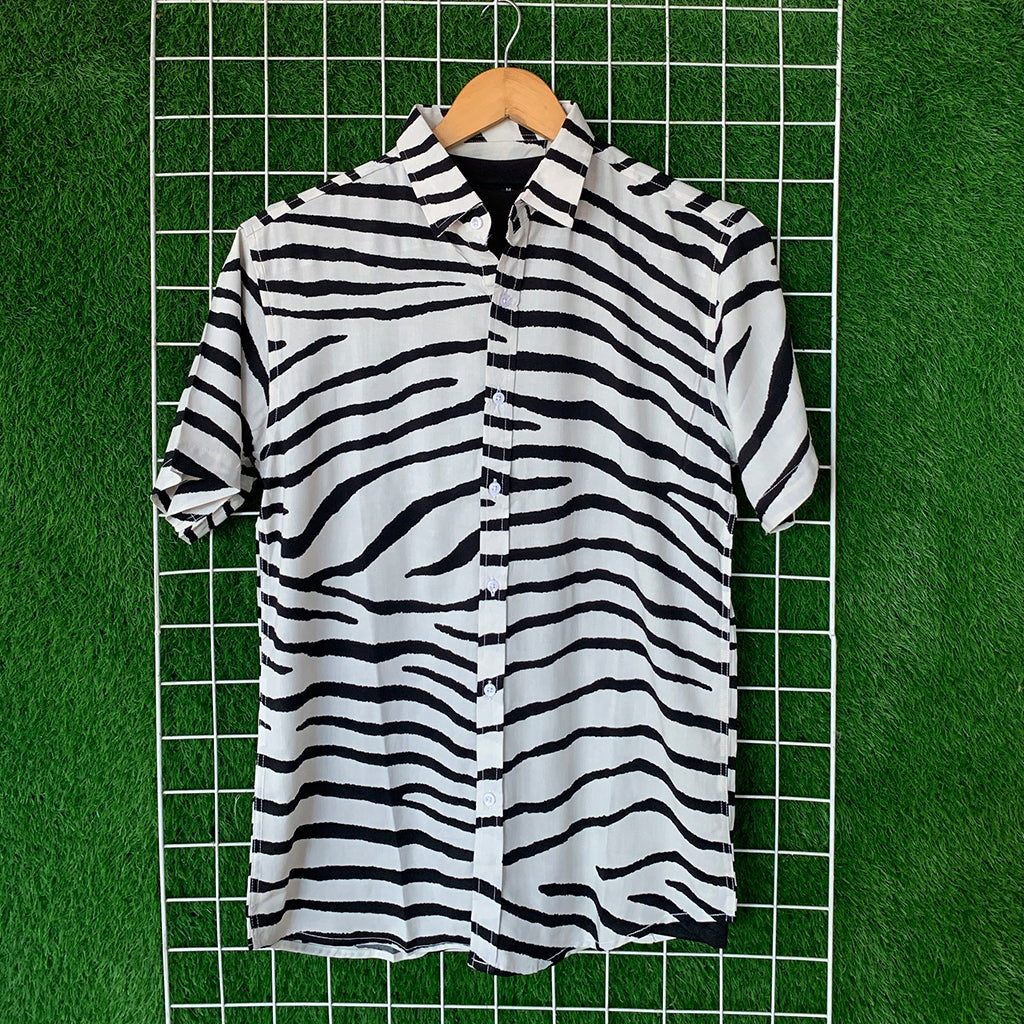 Black & White Tiger Printed Shirt - MS032