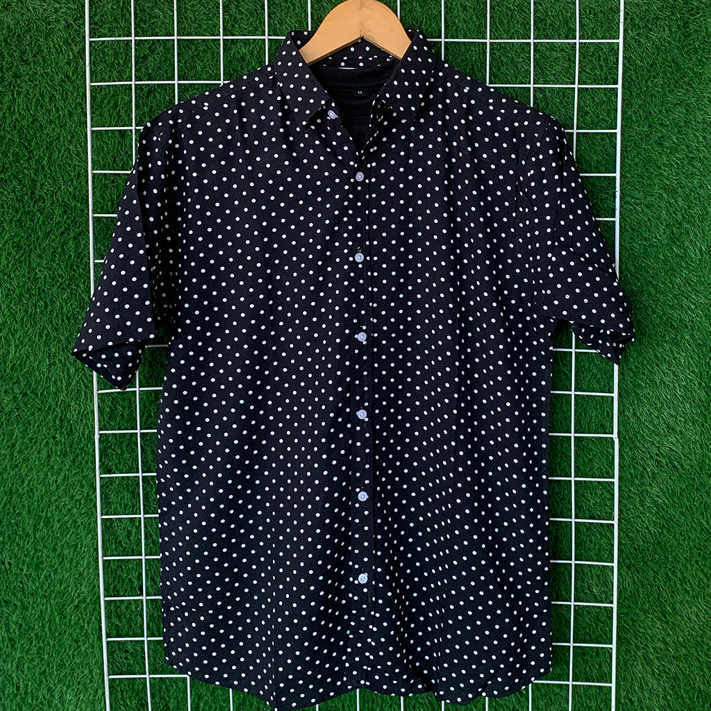 Black & White Dot Printed Shirt - MS041