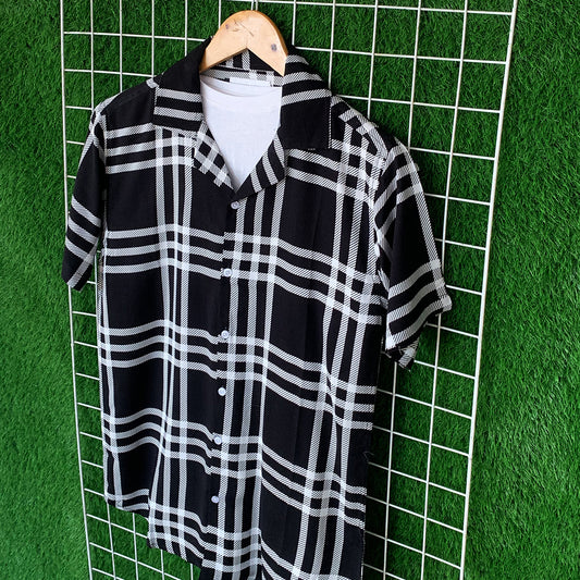Black & White Check Printed Shirt - MS037