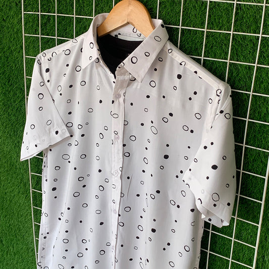 White & Black Printed Shirt - MS039