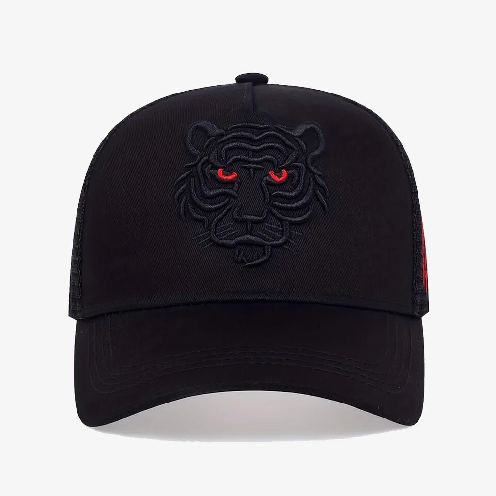 Black Tiger Embroidered Mesh Cap - CP040