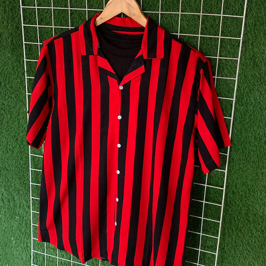 Black & Red Striped Printed Shirt - MS062