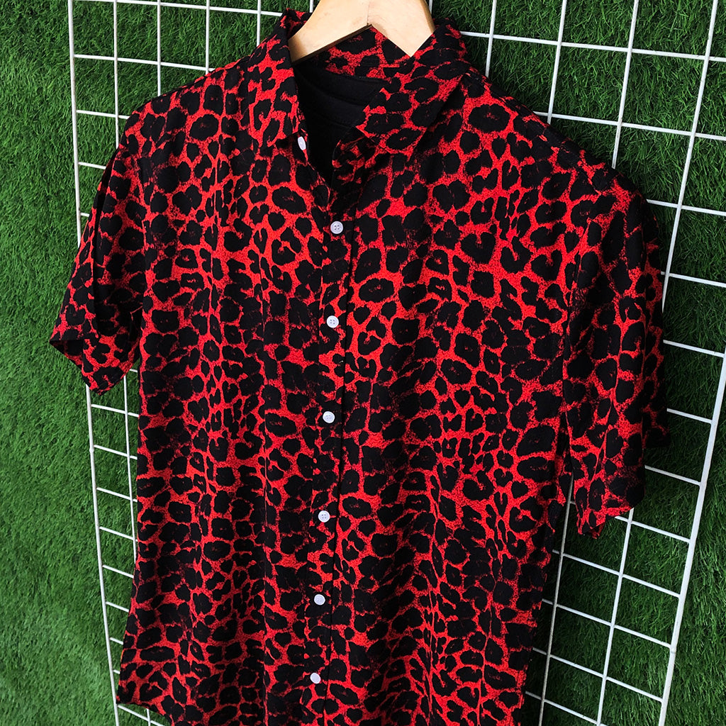 Red & Black Cheetah Printed Shirt - MS018