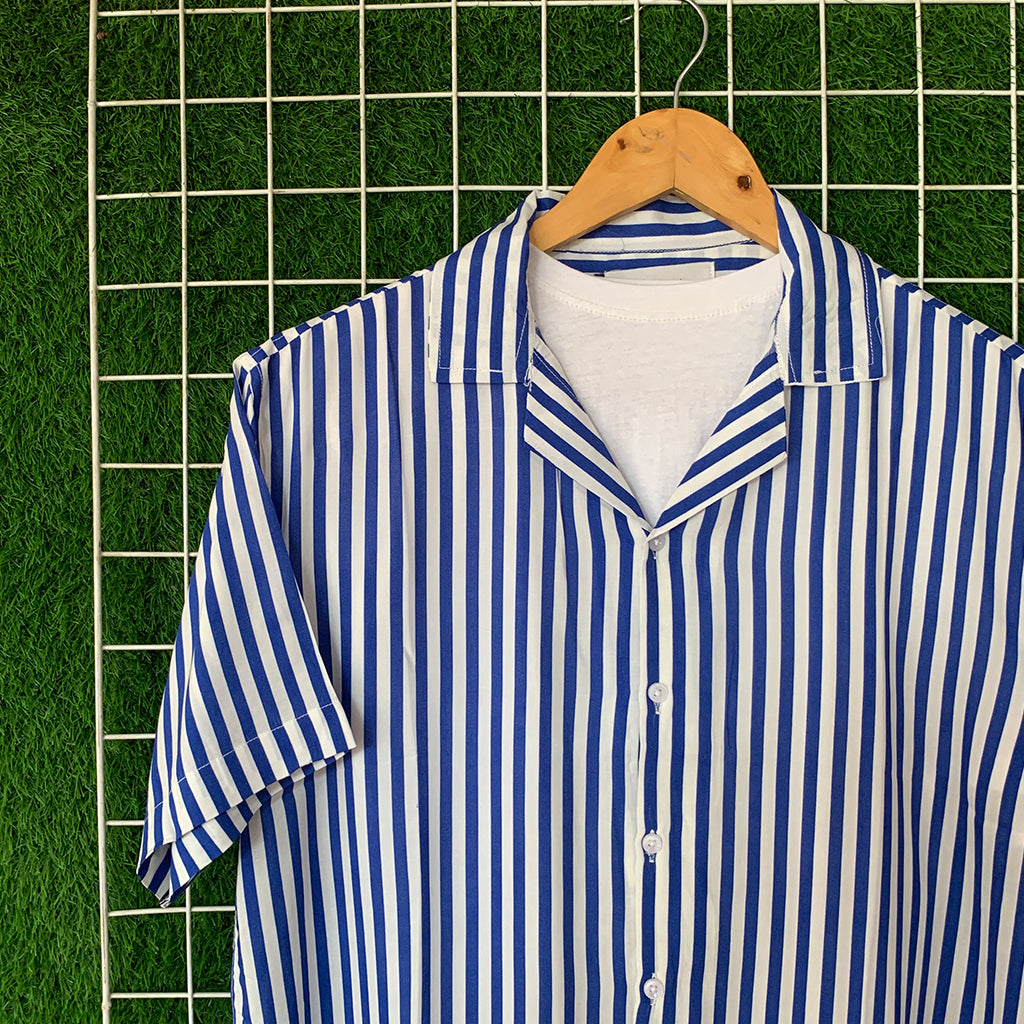 Blue & White Striped Shirt - MS033