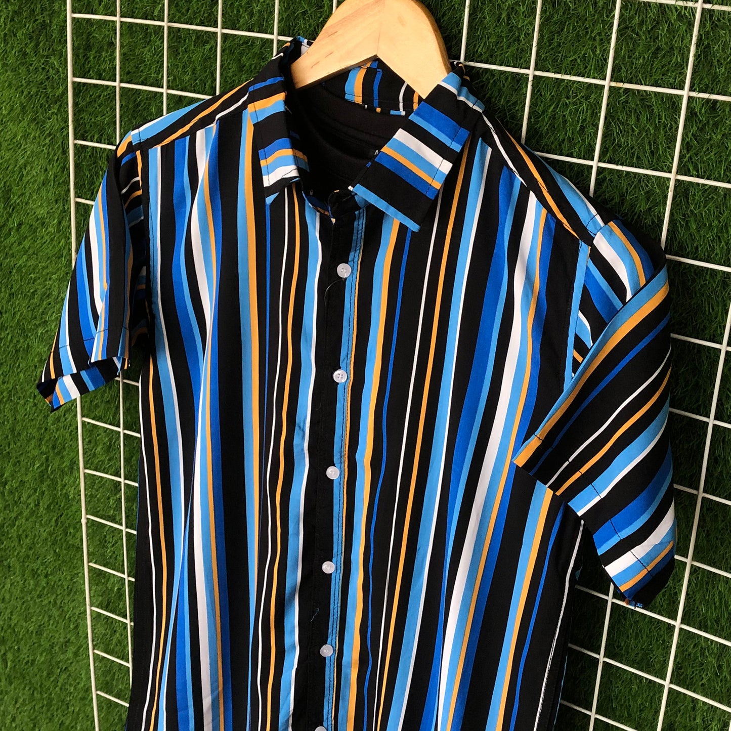 Tri-Color Blue Striped Shirt - MS024