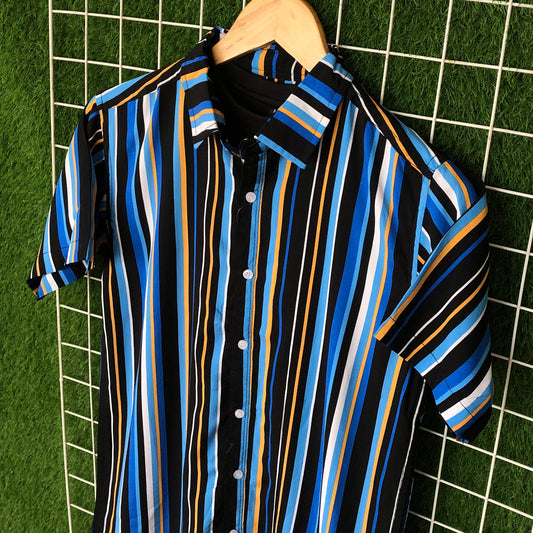 Tri-Color Blue Striped Shirt - MS024