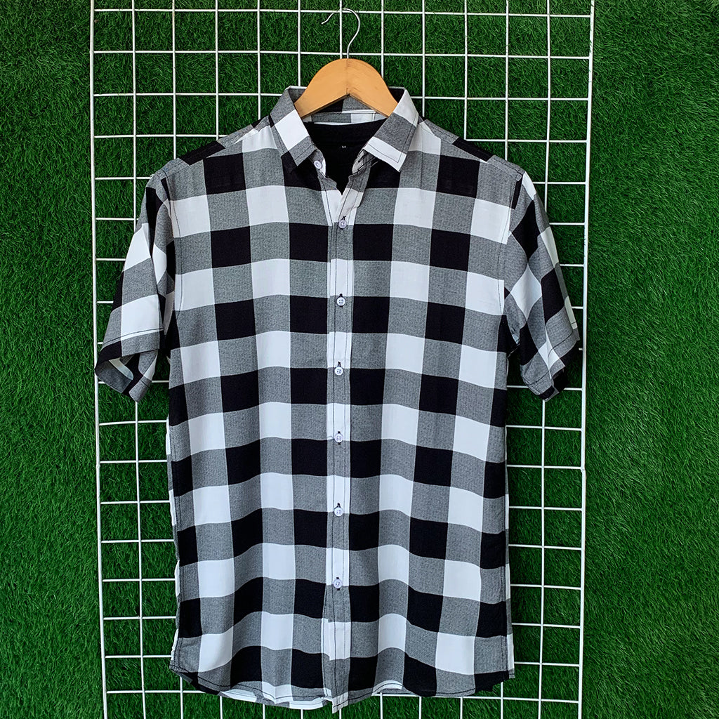 Black & White Box Printed Shirt - MS038