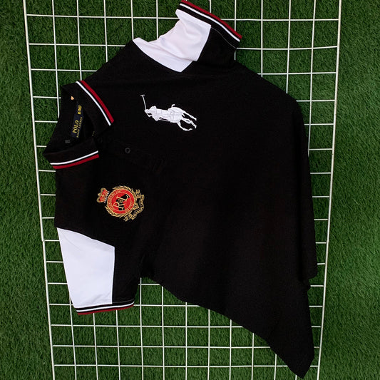 Premium Black Contrast Polo Embroidered Polo Shirt